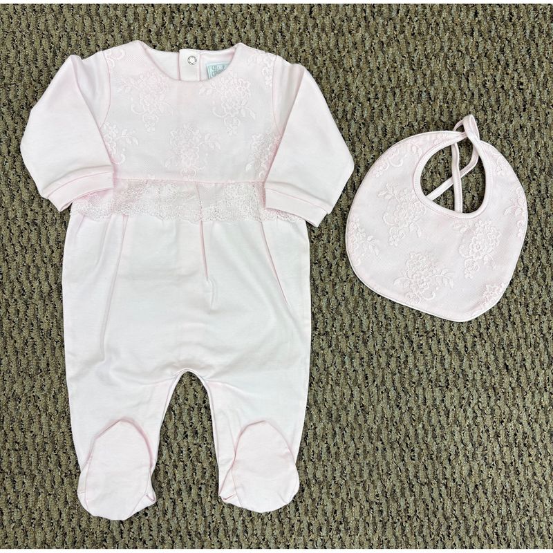 2PC SLEEPER & BIB PINK LACE BODICE & BIB / 800