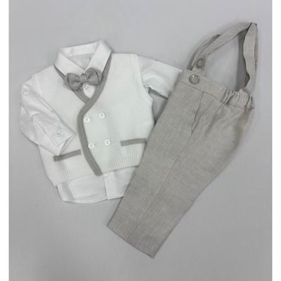 4PC VEST SET WHITE KNIT & GREY PANT / GA20561