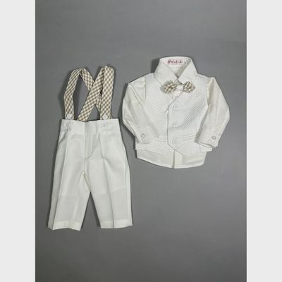 IVORY 4PC VEST SET BUBBLE EFFECT FORMAL & BAPTISM / 8203