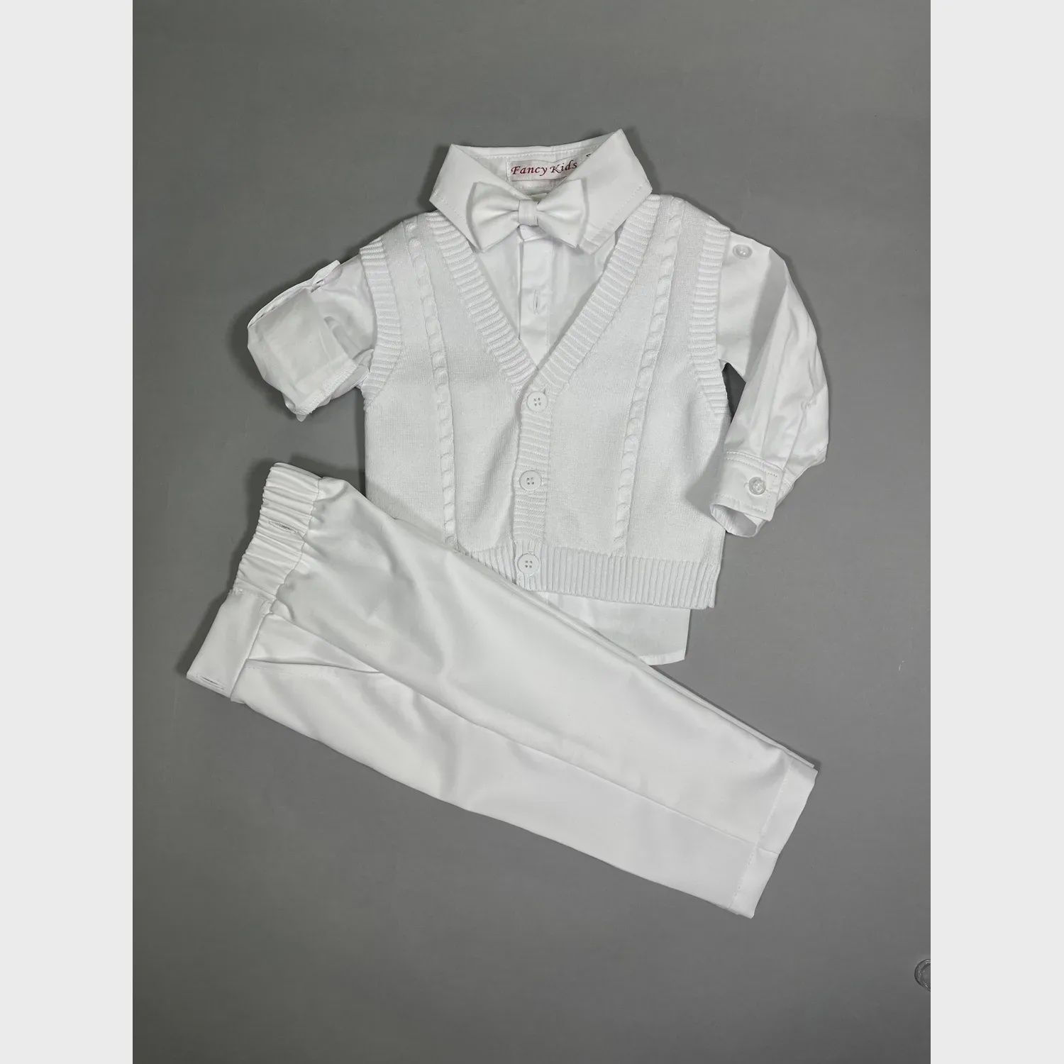 WHITE 4PC KNIT VEST SET FORMAL & BAPTISM / 8202