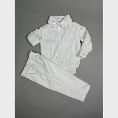 WHITE 4PC KNIT VEST SET FORMAL & BAPTISM / 8202