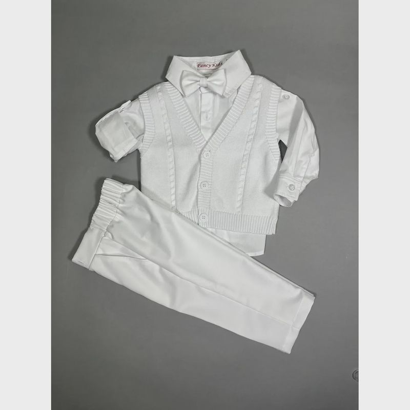 WHITE 4PC KNIT VEST SET FORMAL & BAPTISM / 8202