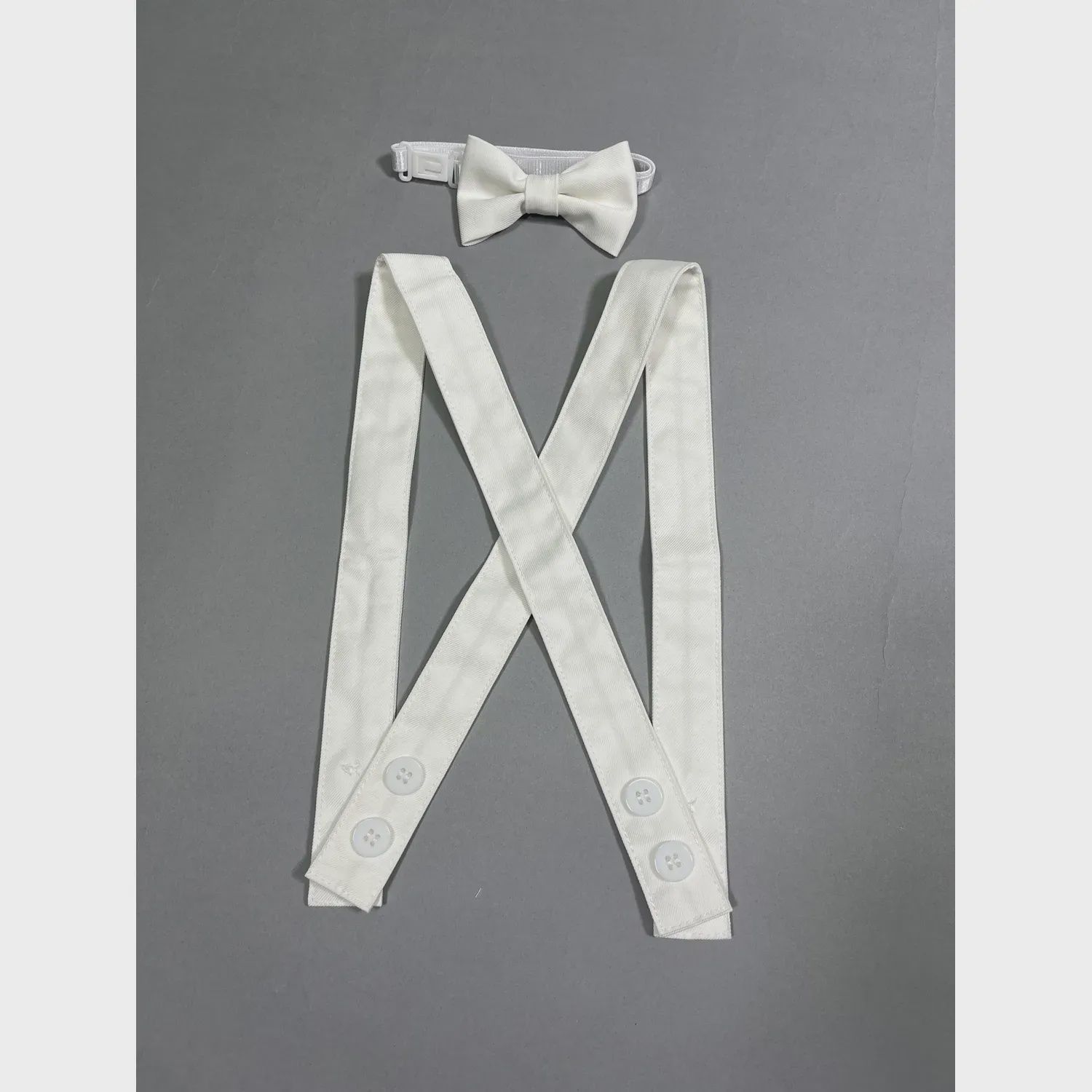 IVORY 2PC SUSPENDERS & BOWTIE 0-3M 6-12M 18-30M