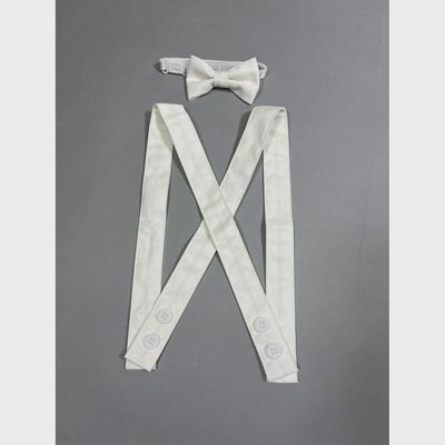 IVORY 2PC SUSPENDERS & BOWTIE 0-3M 6-12M 18-30M
