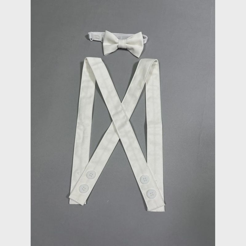 IVORY 2PC SUSPENDERS & BOWTIE 0-3M 6-12M 18-30M