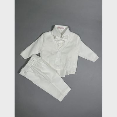 IVORY 4 PC KNIT CARDIGAN PANT SET BAPTISM & FORMAL / 8204