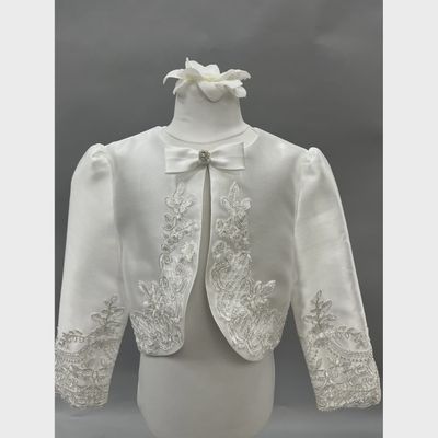 JACKET OFF WHITE & SILVER EMBROIDERED TAFFETTA LONG SLEEVE / Z23120-W JACKET OFF WHITE & SILVER EMBROIDERED TAFFETTA LONG SLEEVE / Z23120-W
