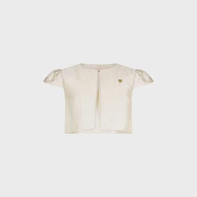 CREPE / LUREX BOLERO PEARLED IVORY CAP SLEEVE 1 BUTTON CLOSURE / C312-5106-008