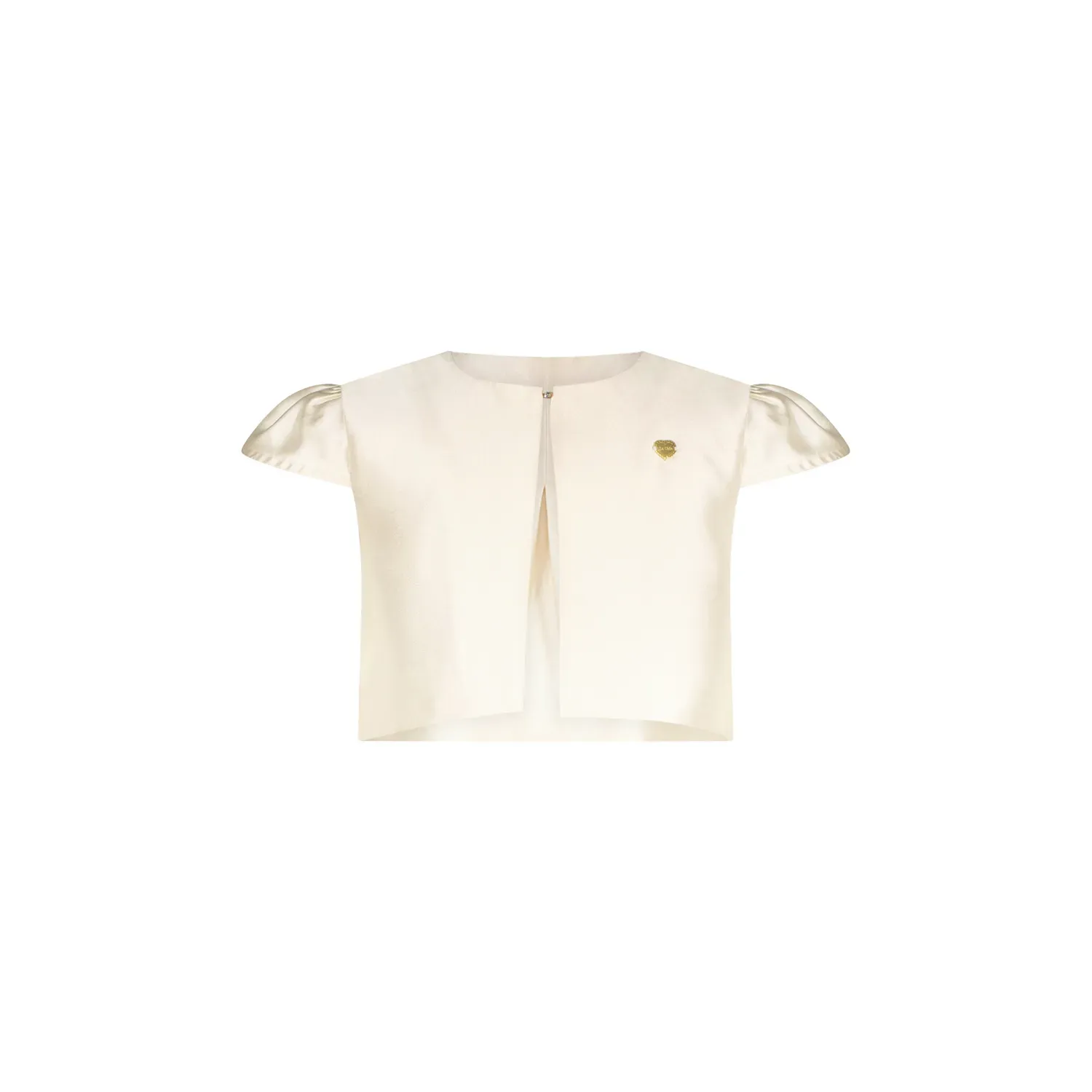 CREPE / LUREX BOLERO PEARLED IVORY CAP SLEEVE 1 BUTTON CLOSURE / C312-5106-008