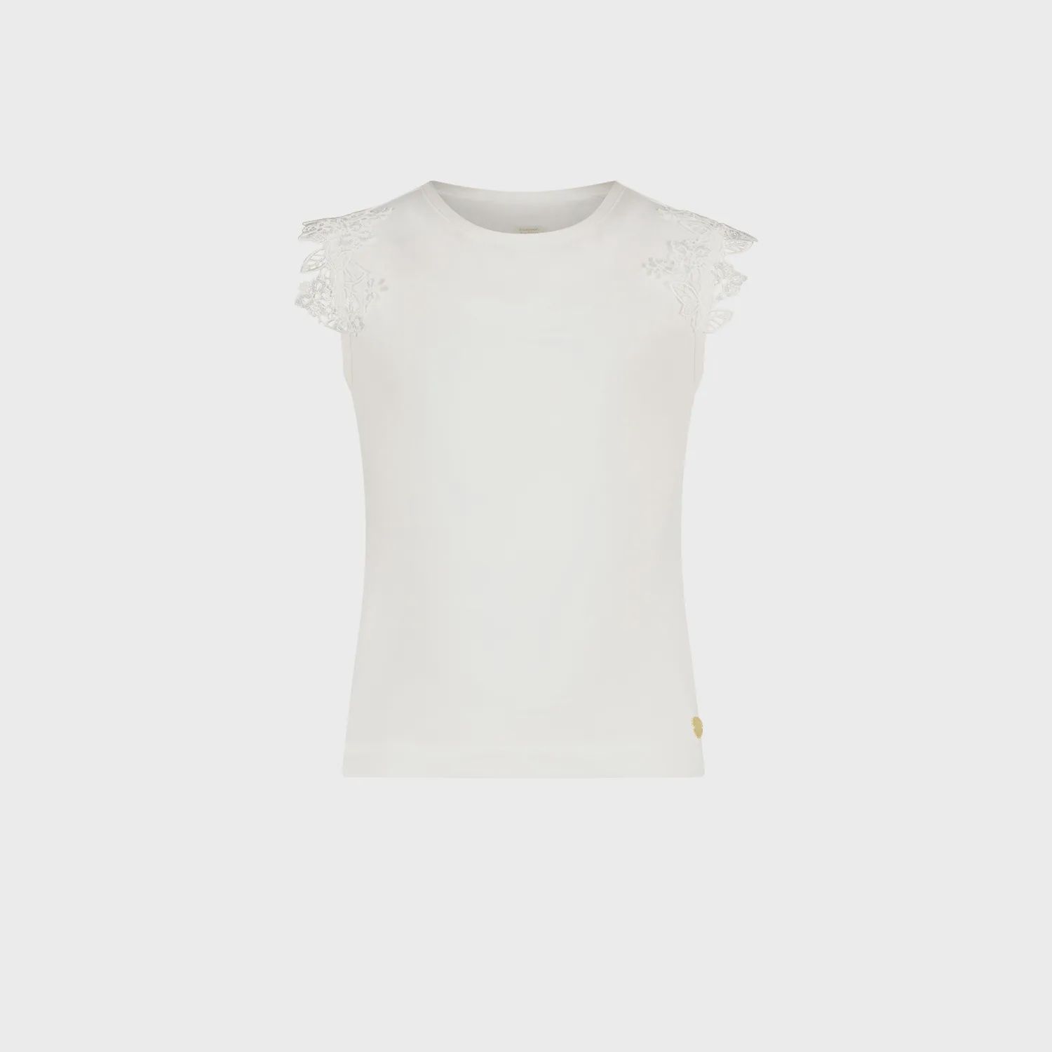 TSHIRT OFF WHITE LACE FLOWER SHOULDER APPLIQUE SLEEVELESS / C312-5405-003