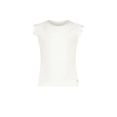 TSHIRT OFF WHITE LACE FLOWER SHOULDER APPLIQUE SLEEVELESS / C312-5405-003