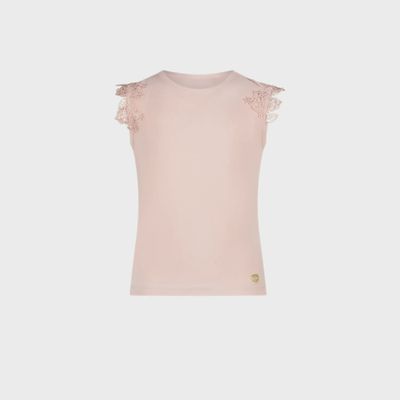 TSHIRT LIGHT PINKLACE FLOWER SHOULDER APPLIQUE SLEEVELESS / C312-5405-220