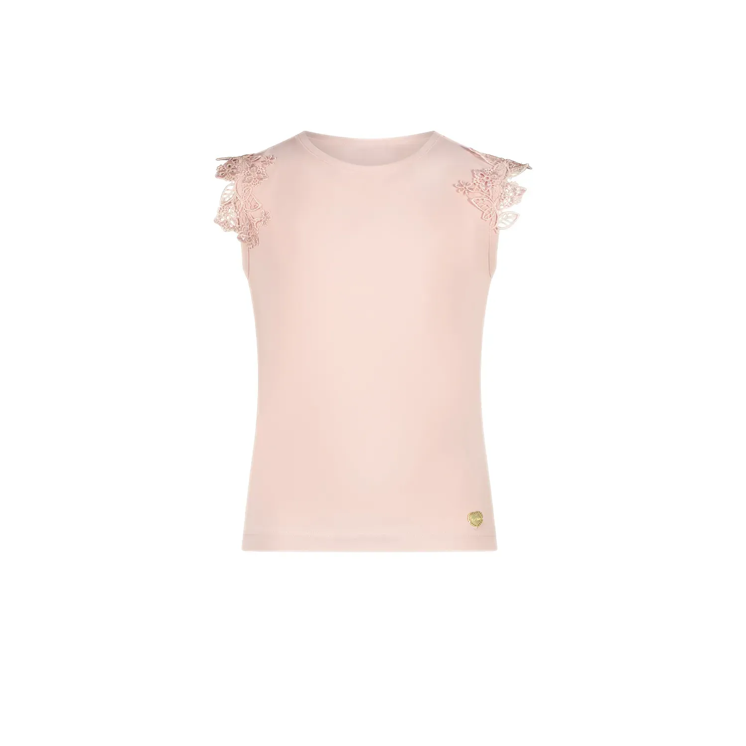 TSHIRT LIGHT PINKLACE FLOWER SHOULDER APPLIQUE SLEEVELESS / C312-5405-220
