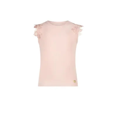 TSHIRT LIGHT PINKLACE FLOWER SHOULDER APPLIQUE SLEEVELESS / C312-5405-220