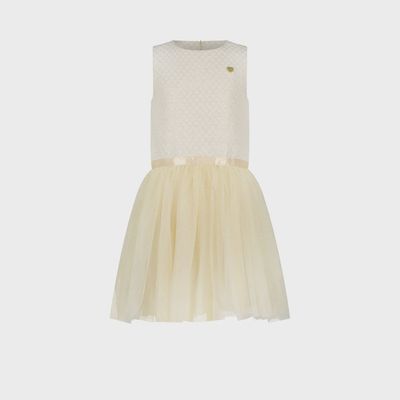 DRESS CHAMPAGNE FLOWER PRINT SPARKLY TULLE SKIRT SLEEVELESS / C312-5802-421