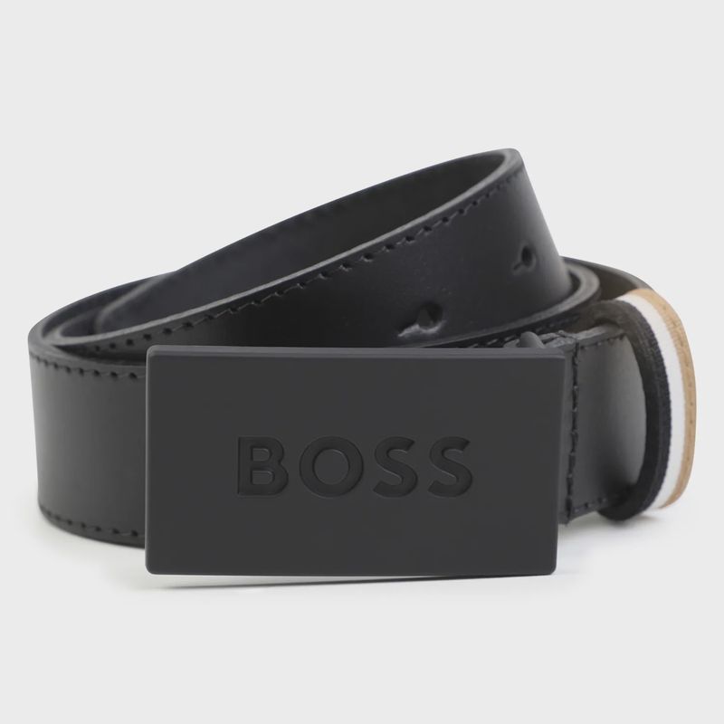 BELT BLACK WITH BLACK SQUARE SOLID BUCKLE / K10956-09B