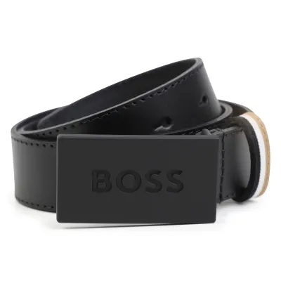 BELT BLACK WITH BLACK SQUARE SOLID BUCKLE / K10956-09B