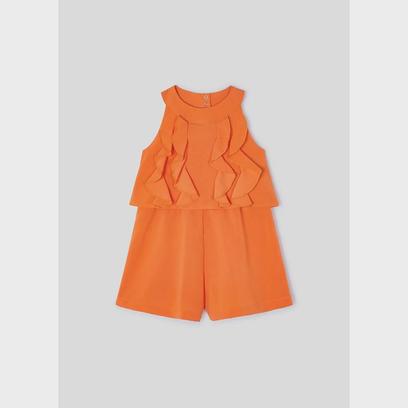 SHORT JUMPSUIT ORANGE FLOUNCE BODICE TRIM / 3856-055