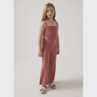 KNIT TANK JUMPSUIT BLUSH CROCKET BODICE SPAGHETTI STRAPS / 6859-018