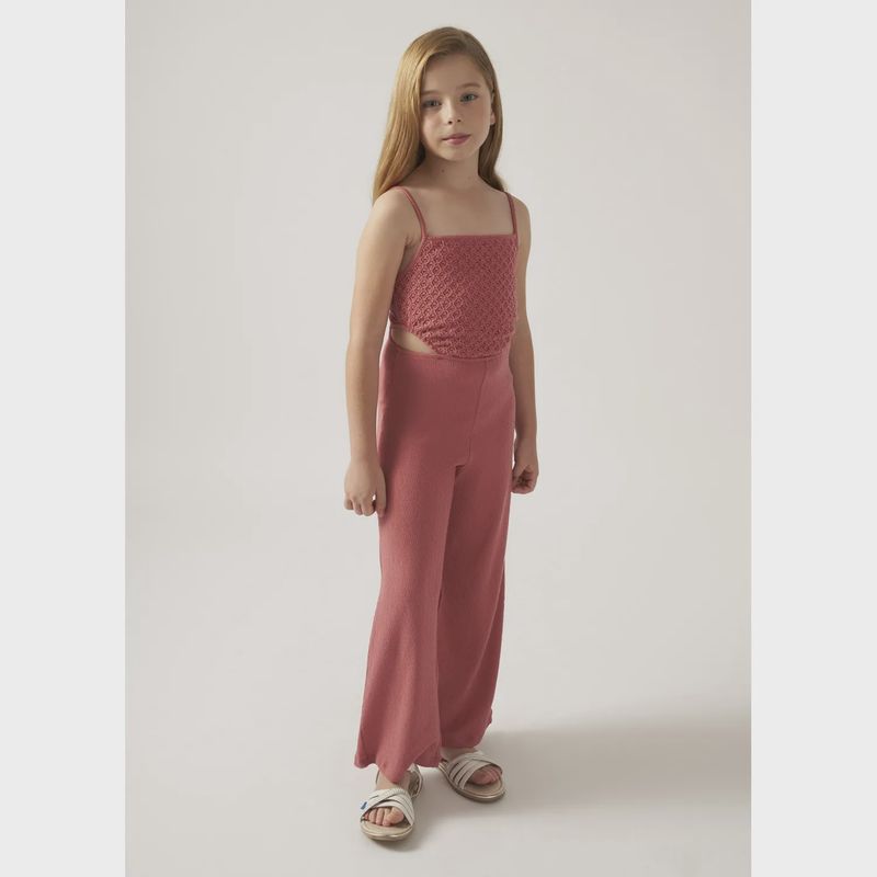 KNIT TANK JUMPSUIT BLUSH CROCKET BODICE SPAGHETTI STRAPS / 6859-018