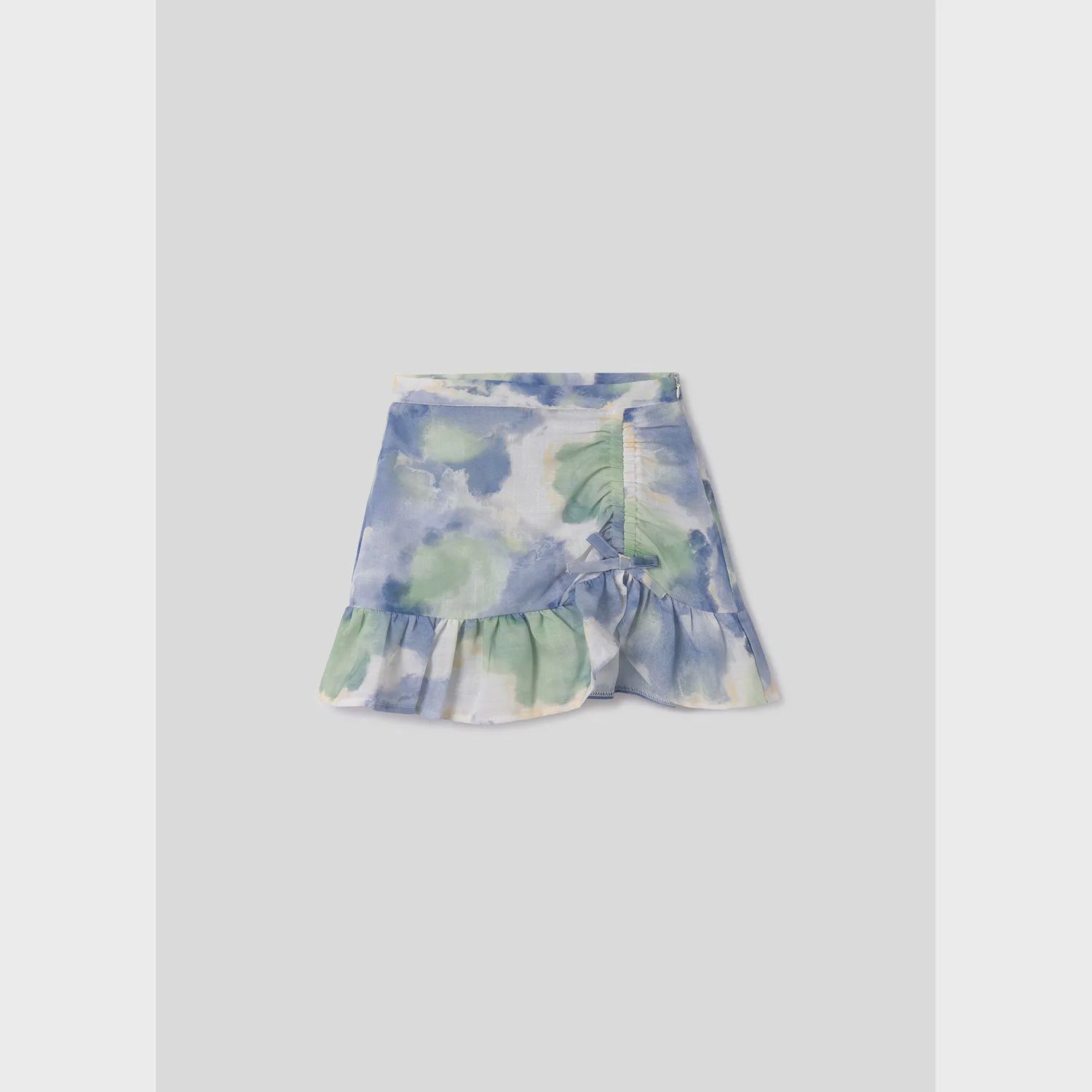 SKIRT BLUE & MINT PRINT FLOUNCE HEM / 6939-014