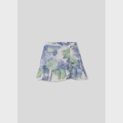 SKIRT BLUE & MINT PRINT FLOUNCE HEM / 6939-014