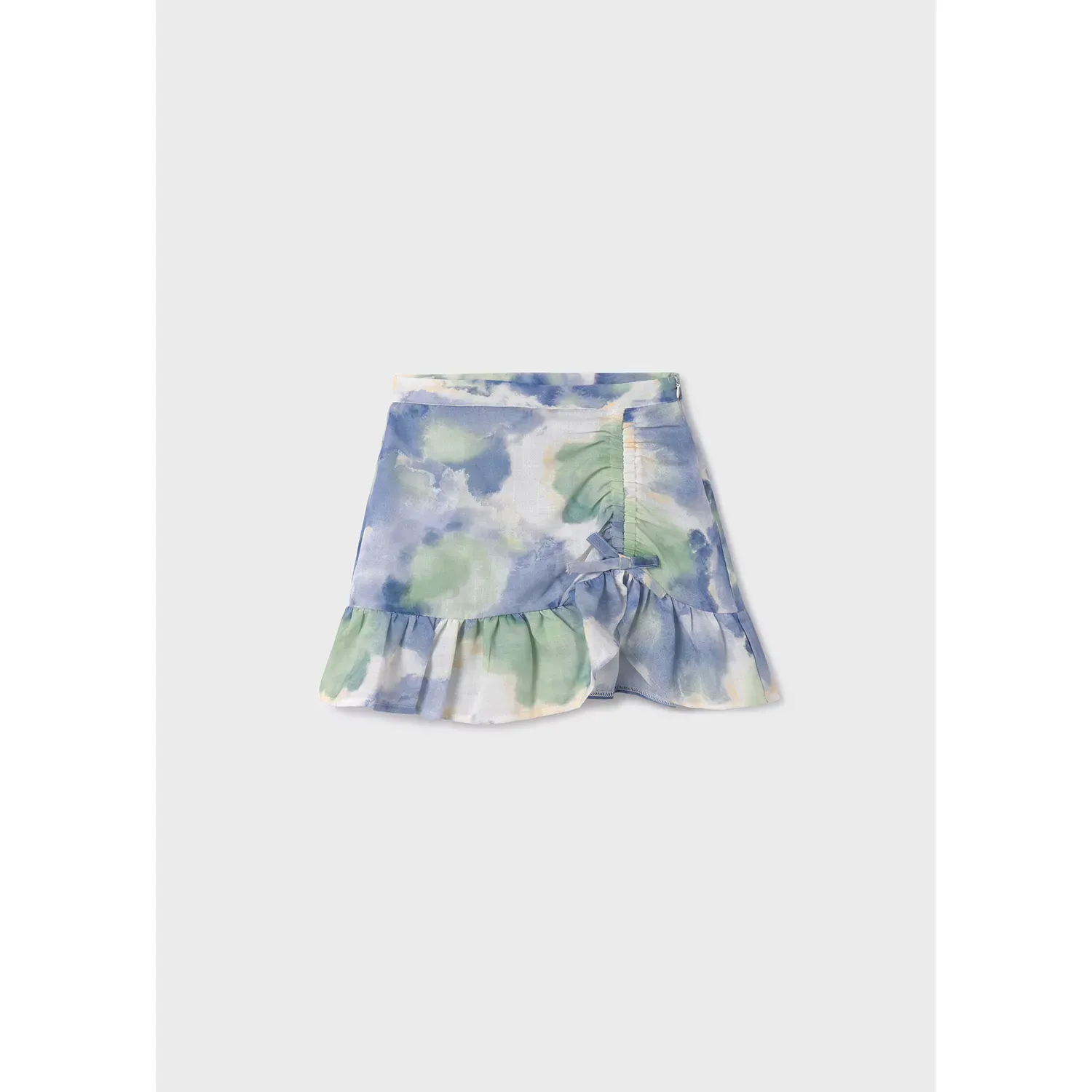 SKIRT BLUE & MINT PRINT FLOUNCE HEM / 6939-014
