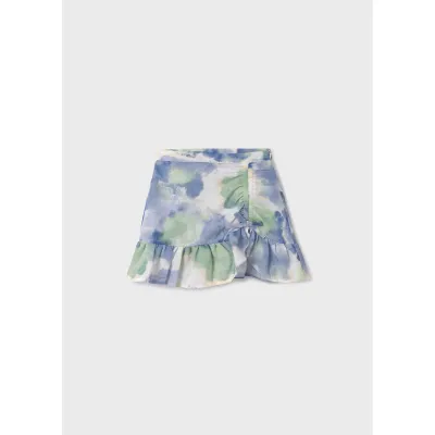 SKIRT BLUE & MINT PRINT FLOUNCE HEM / 6939-014