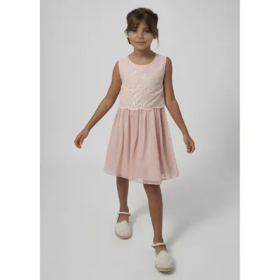 DRESS ROSE EMBROIDERED BODICE TULLE SKIRT / 6944-077 DRESS ROSE EMBROIDERED BODICE TULLE SKIRT / 6944-077