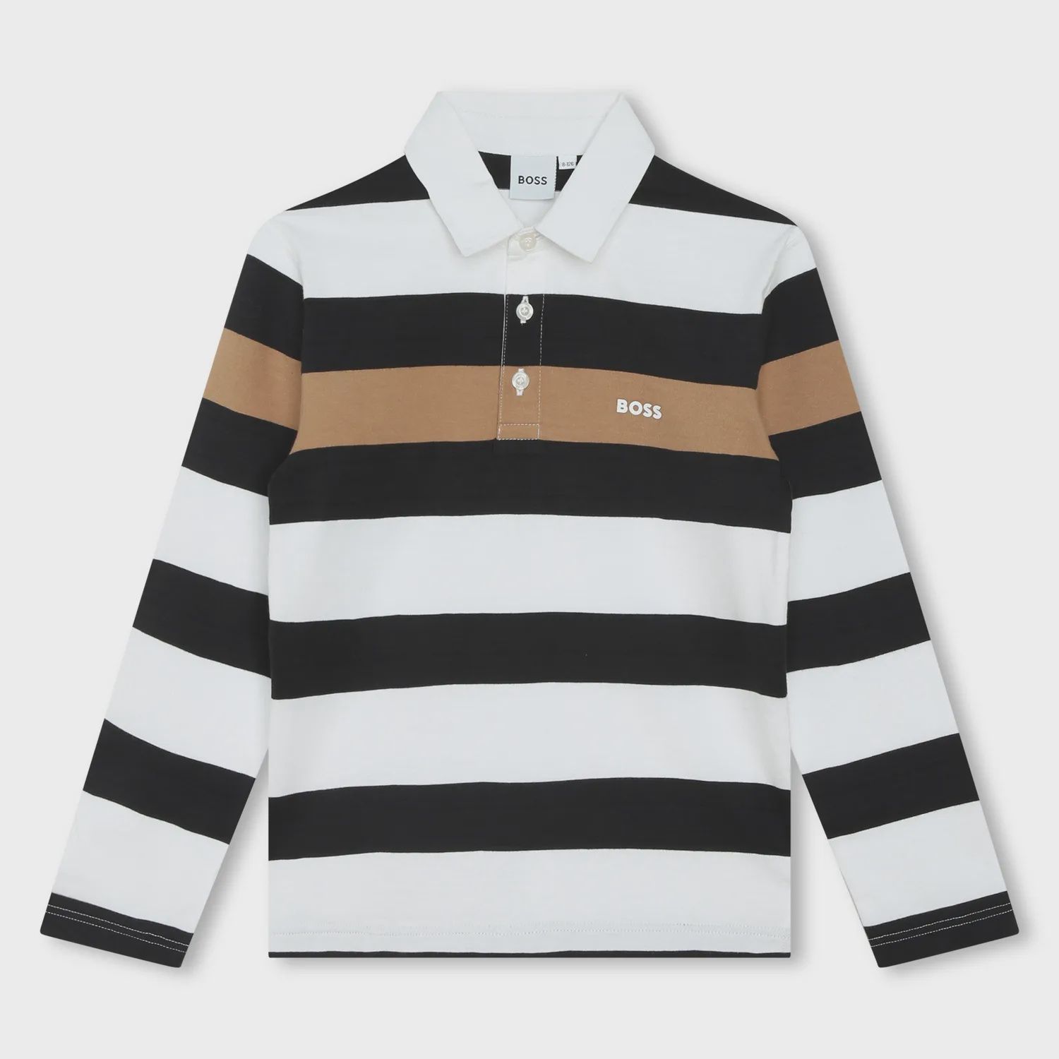 POLO TOP STRIPED WHITE BLACK BROWN LONG SLEEVE / J50706-M13