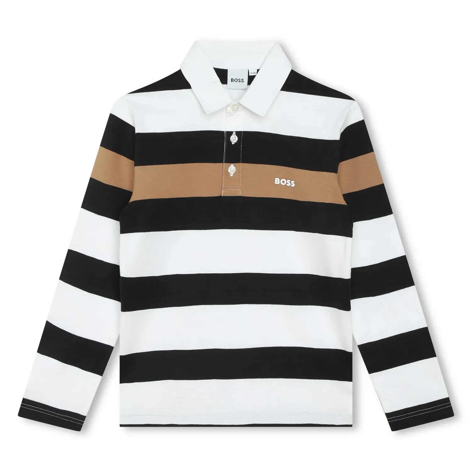 POLO TOP STRIPED WHITE BLACK BROWN LONG SLEEVE / J50706-M13