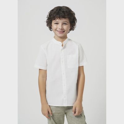 SHIRT WHITE SHORT SLEEVE MAO COLLAR / 6118-078