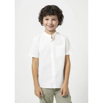 SHIRT WHITE SHORT SLEEVE MAO COLLAR / 6118-078