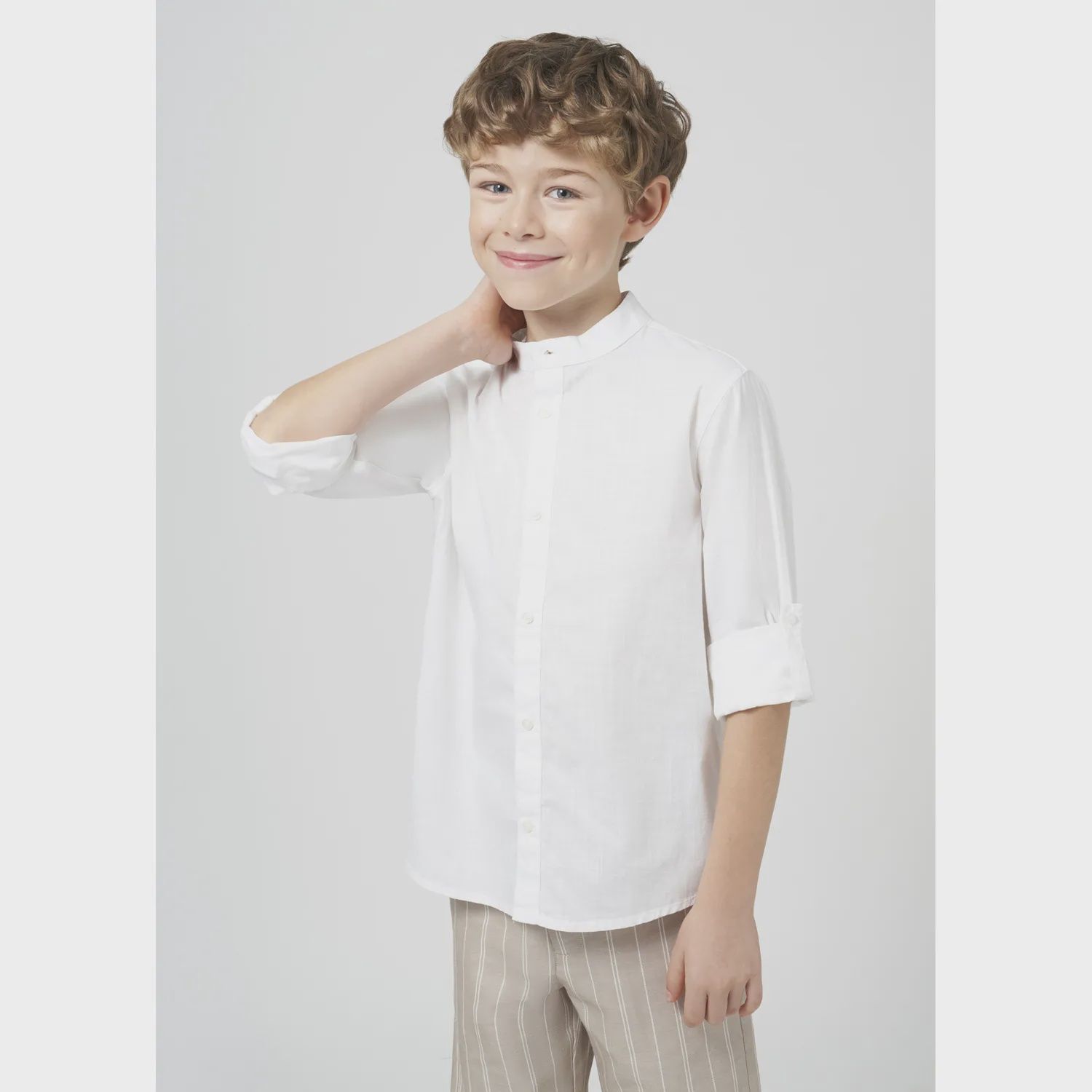 SHIRT WHITE LONG SLEEVE MAO COLLAR / 6121-043