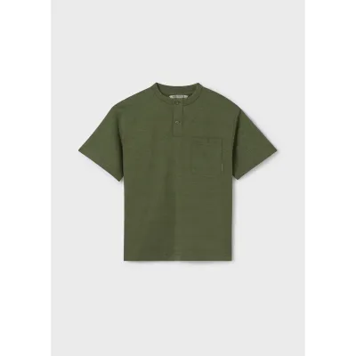 HENLEY TSHIRT GREEN SHORT SLEEVE WITH POCKET 2 BUT CLOSURE / 6035-041