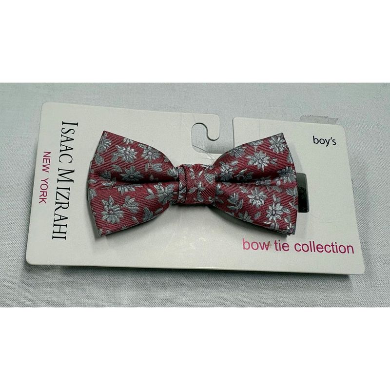 SILK BOWTIE RED & SILVER FLOWER PRINT / SBT-952