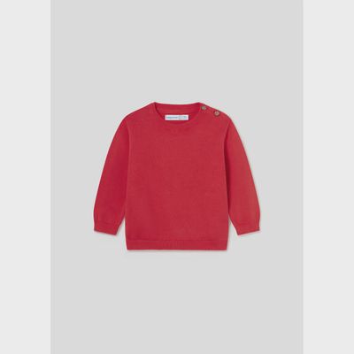 KNIT SWEATER RED COTTON BASIC / 303-046