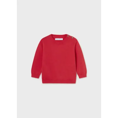 KNIT SWEATER RED COTTON BASIC / 303-046