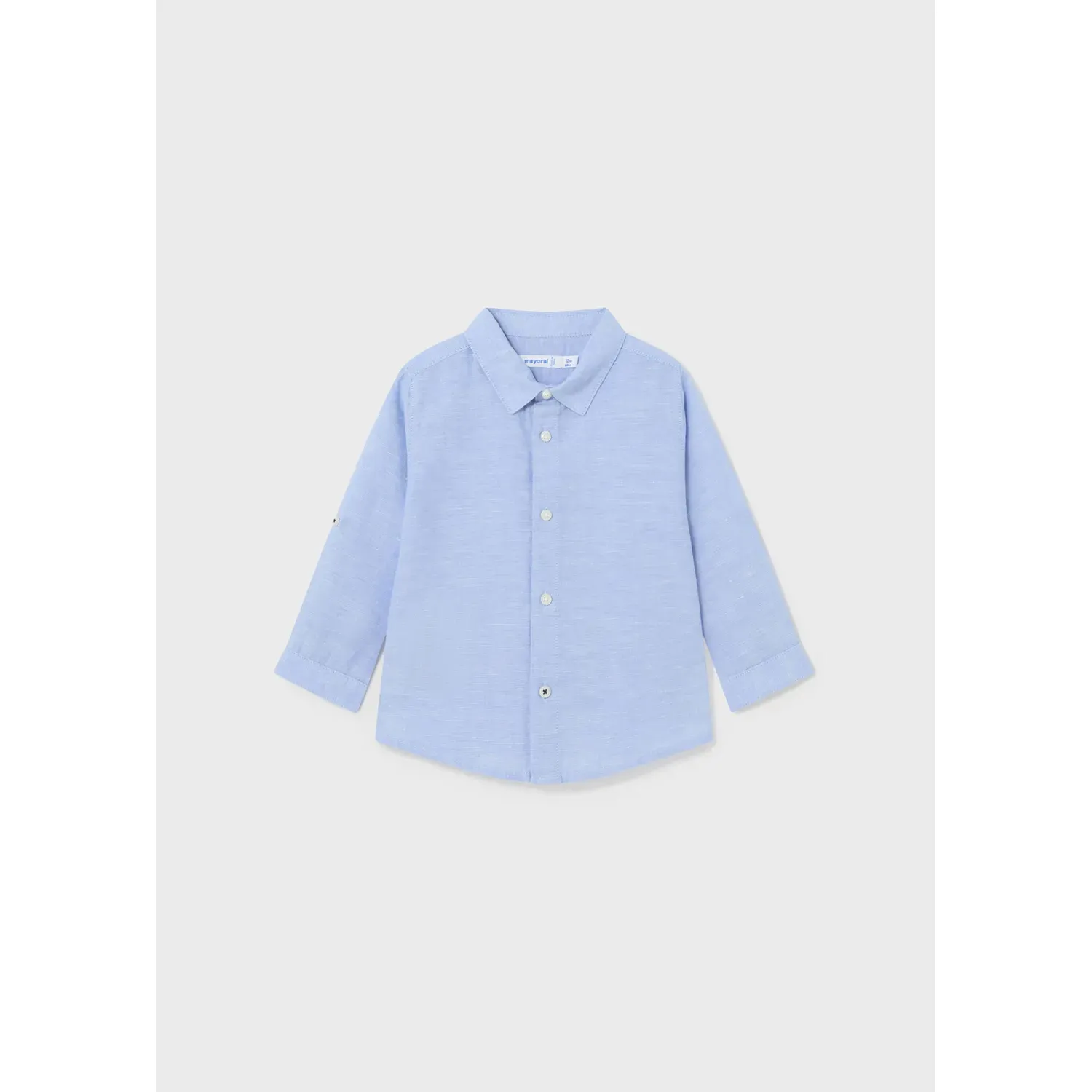 LINEN SHIRT SKY BLUE LONG ROLL UP SLEEVE / 117-031
