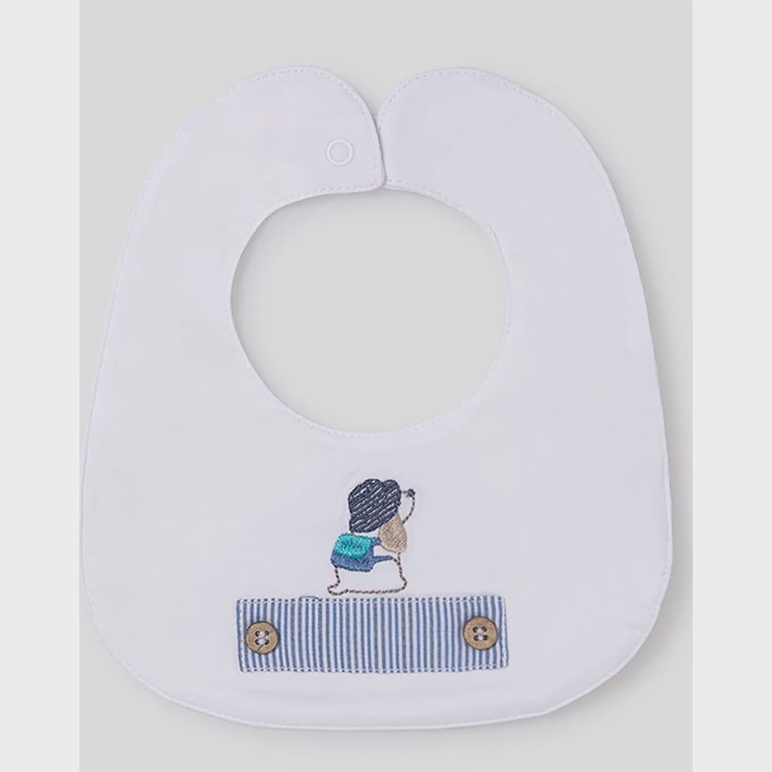 BIB WHITE BLUE STRIPE TRIM & PUPPPY / 08-071 BIB WHITE BLUE STRIPE TRIM & PUPPPY / 08-071