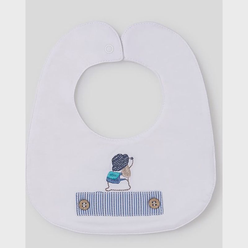 BIB WHITE BLUE STRIPE TRIM & PUPPPY / 08-071