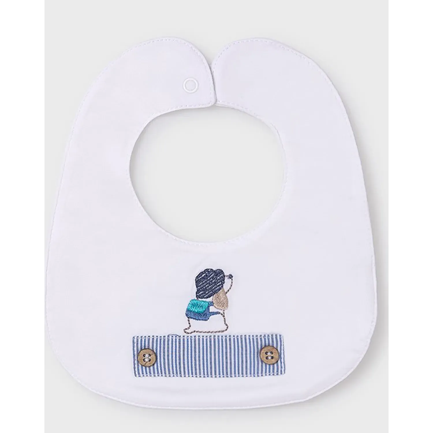 BIB WHITE BLUE STRIPE TRIM & PUPPPY / 08-071