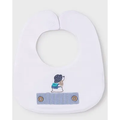 BIB WHITE BLUE STRIPE TRIM & PUPPPY / 08-071