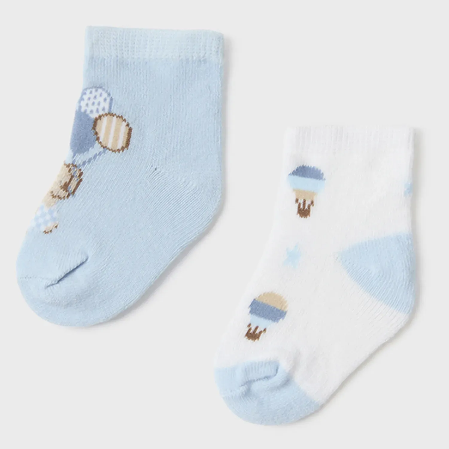 2 PC SOCK SET SKY BLUE & WHITE WITH AIRBALLOON PRINT / 9706-057