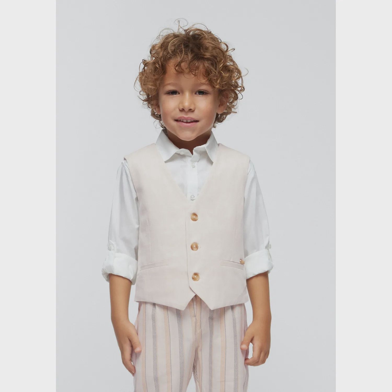 VEST BEIGE STRIPED BACK & LINING / 3359-050
