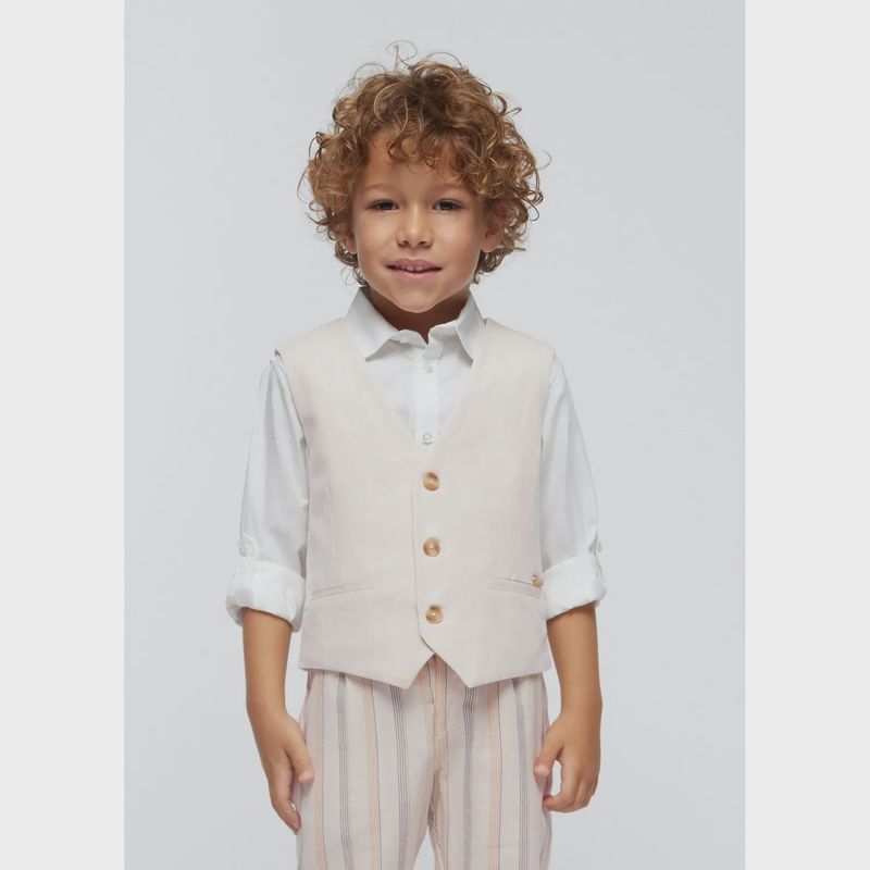 VEST BEIGE STRIPED BACK & LINING / 3359-050