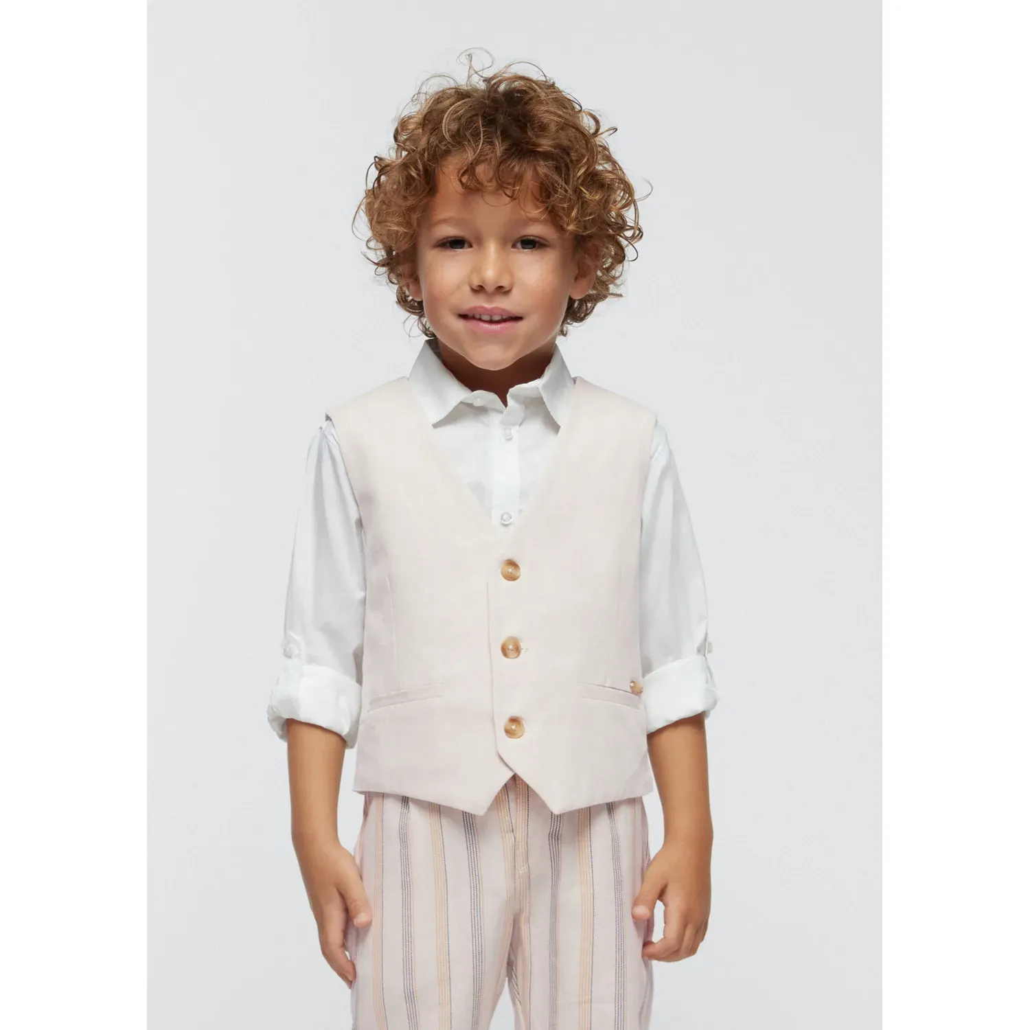 VEST BEIGE STRIPED BACK & LINING / 3359-050