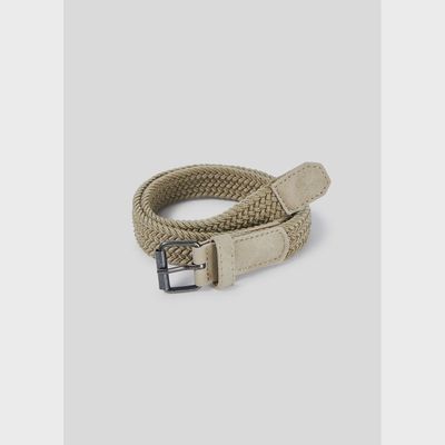 BRAIDED BELT TAN-BIEGE STRETCH / 10727-056