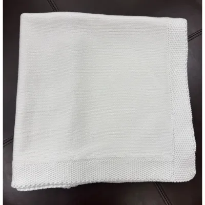 PLAIN OFF WHITE COTTON BLANKET CROCHET EDGE / 900
