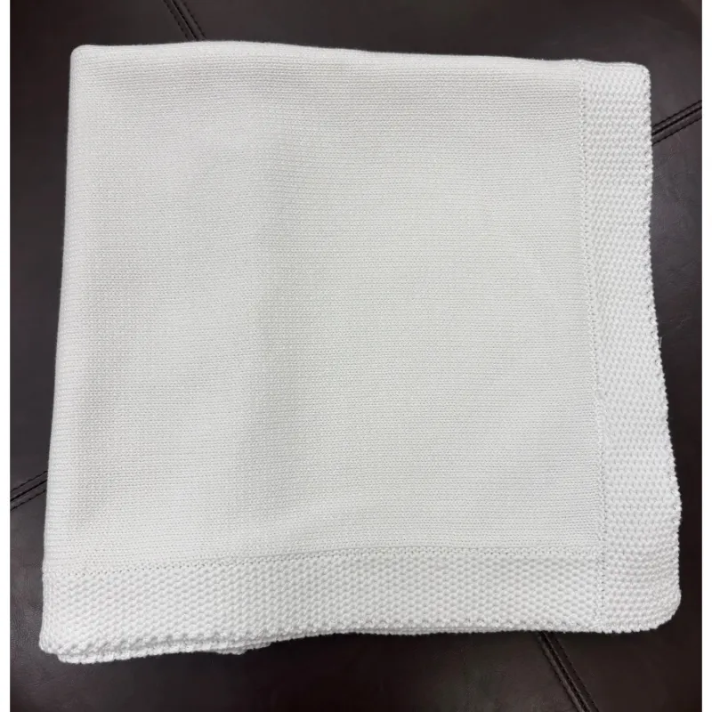 PLAIN OFF WHITE COTTON BLANKET CROCHET EDGE / 900